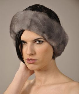 Blue Iris Natural Saga Mink Fur Headband Brand New  One