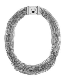 Michael Kors Multi Strand Necklace, Silver Color   