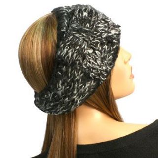  Adjustable Winter Ribbow Bow Hand Knit Headwrap Headband Ski Black