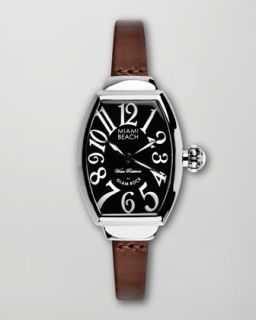 miami beach by glam rock large leather strap curved watch brown $ 175