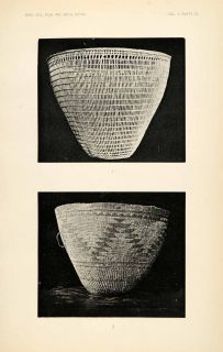 1904 Heliogravure Hoopa Valley Indians Woven Burden Baskets Woof
