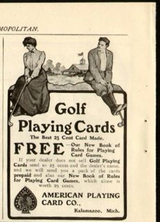 1903 Print Ad American Playing Card Golf Playing Cards