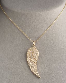 Y01KX Sydney Evan Angel Feather Necklace, Yellow Gold