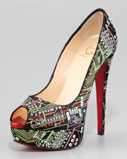 Christian Louboutin Milady Flannel Peep Toe Red Sole Pump   Neiman