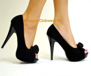 Pinup Lolita 10 Black Peep Toe Sexy High Heel Shoes