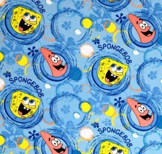 Sponge Bob Patrick Through Portholes Blue Fabric by the Yard