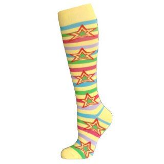 Cute Knee High Socks with Stars Yellow (Size 9 11