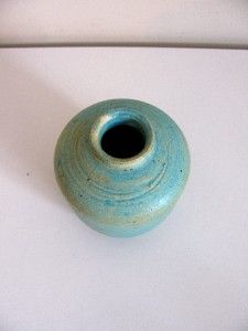 Modernist Studio Art Pottery Vase Vessel Signed Heino Blue