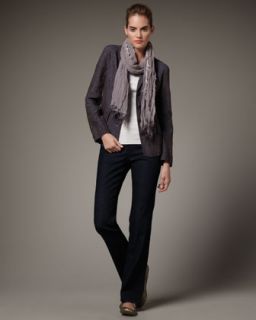 Eileen Fisher Rumpled Linen Jacket, Cami, Scarf & Straight Leg Jeans