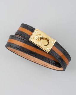 Y12YG Fendi Two Tone Leather Wrap Bracelet