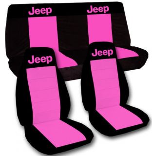Jeep Wrangler TJ Car Seat Covers in Black Hot Pink with Pink Jeep