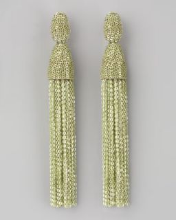  chain tassel earrings green available in green $ 440 00 oscar de la