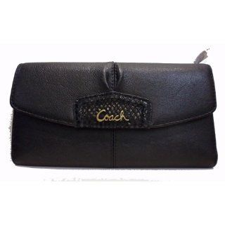 Coach Ashley Leather Checkbook Wallet F48062 Black Shoes