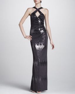  gown available in grey $ 540 00 david meister cross neck sequined gown