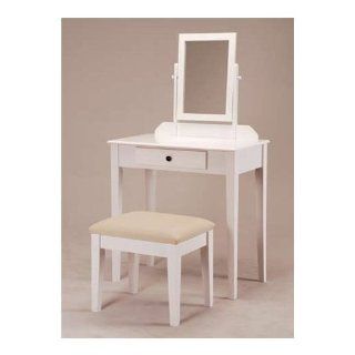 White Bedroom Vanity Table with Tilt Mirror & Cushioned