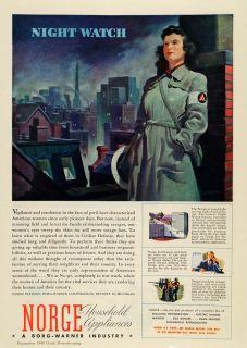 1943 Ad Norge Household Appliances Fridge Night Watch   ORIGINAL