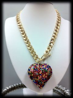 Basketball Wives Poparazzi Inspired Crystal Heart Pendant Toggle