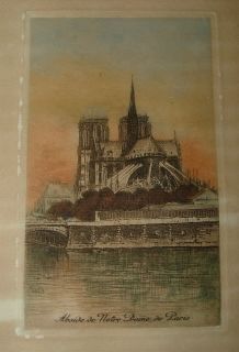 Henri Gervex 1890 Hand Tint Etching Notre Dame de Paris
