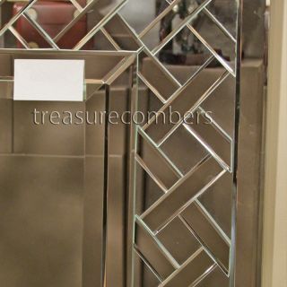 Horchow Weave Wall Mirror Rectangular Beveled Large