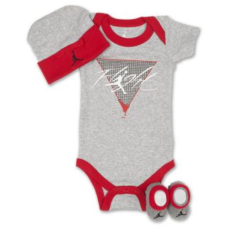 Jordan Flight Grid 3 Piece Infant Set Grey/Red