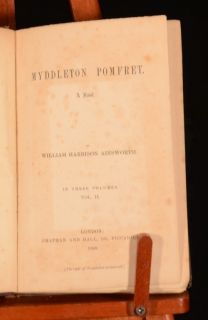 1868 3VOL Myddleton Pomfret A Novel William Harrison Ainsworth First