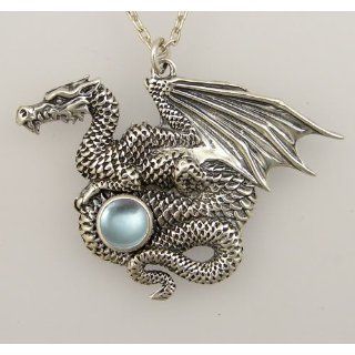 Dragon of Many Treasures Pendant in Sterling Silver, Accented with