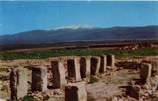 Hazor View of Excavations MT Hermon Israel Postcard