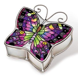 Amia 6023 Butterfly Design Hand Painted Glass Jewelry Box