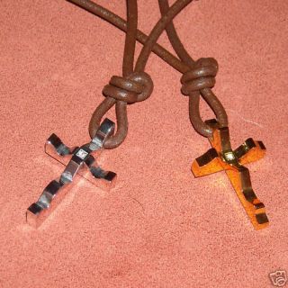 His Hers Matching Cross Knotted Leather Necklaces