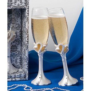 Cups  Interlocking Hearts Design Toasting Flutes (14 And