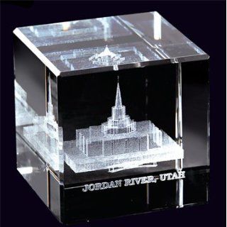 LDS Jordan River Utah Temple 60 x 60 x 60mm Crystal Cube
