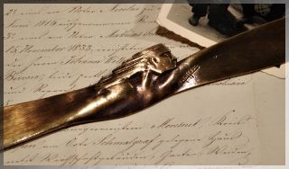  1920s French Art Deco Bronze Icarus Letter Opener by E Hoffer