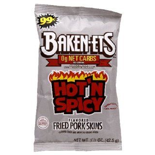 Baken ets Pork Rinds, Hot n Spicy, 4.125 Ounce Bags (Pack of 28
