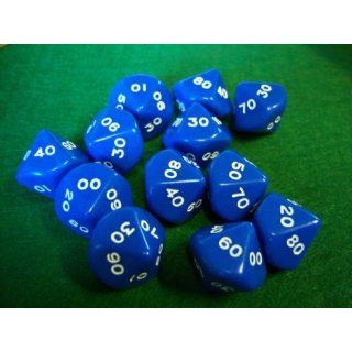 Opaque Blue and White D100, 10 Sided Dice Toys & Games