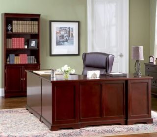Genova Executive Cherry Wood L Shape Home Office Desk