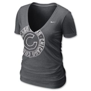 Nike MLB Chicago Cubs Womens V Neck Tee Shirt