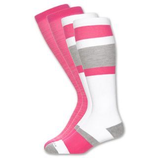 Reebok Knee High Socks 2 Pack Pink/White/Grey