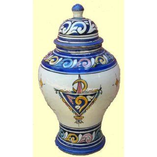 Moroccan Handmade 15 inch Berber White Ceramic Urn,by