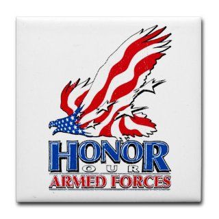 Tile Coaster (Set 4) Honor Our Armed Forces US American