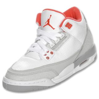 Jordan 3 Retro Kids Basketball Shoes White/Crimson