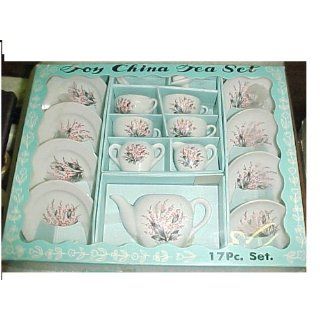 Vintage Toy China Tea Set w/ Plant with Pink Flowrs Design