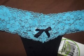 Honeydew Intimates Thong Underwear Size s M Black with Aqua Band Sexy