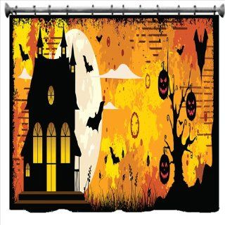  Halloween House & Pumpkins Shower Curtain   69 X 70