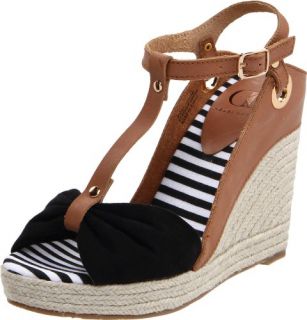 Kelsi Dagger Ricky Open Toe Wedge Sandals Shoes Brown