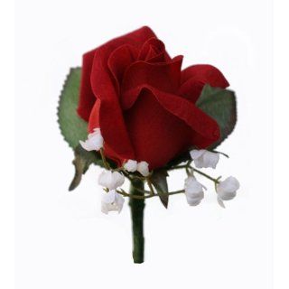 Red Silk Rose Boutonniere 