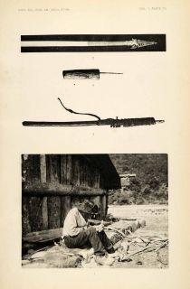 1904 Heliogravure Hoopa HUPA Valley Indian Weapon Arrowhead Flaking