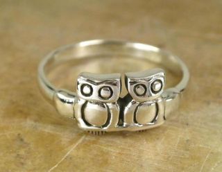 Hoot Hoot Unique 925 Sterling Silver Owl Ring Size 8 Owls