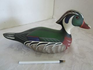 Ray Hornick Bros wood duck Carved Decoy 1981 signed Hand painted glass
