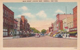 Hornell NY Main Street Looking West Vintage Postcard