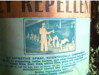 Vintage Rawleighs Cattle / Horse Ideal Fly Spray Can Cow Sign Graphic